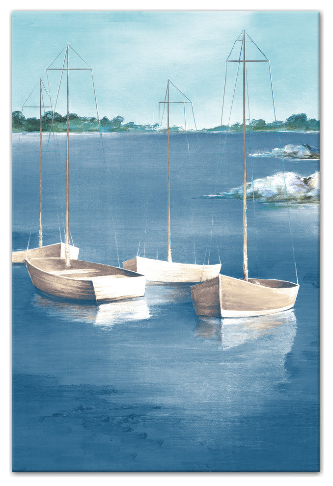 Four Sailboats 20x30 Canvas Wall Art