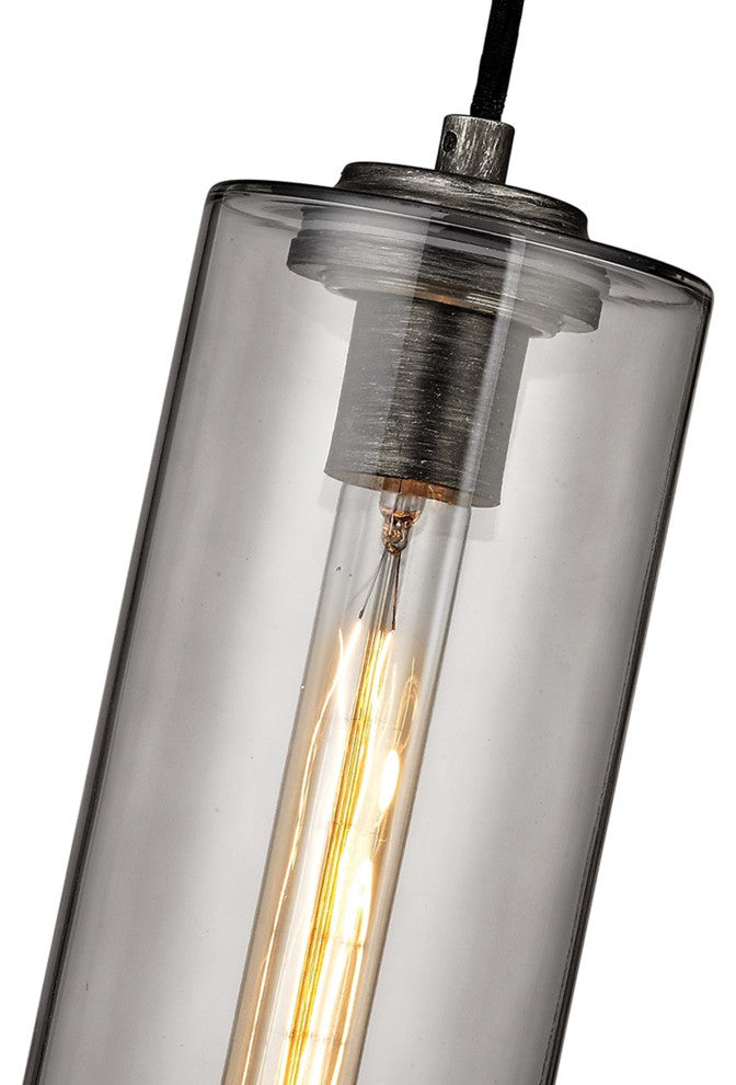 Union Square Light Linear Pendant, Graphite, Smoke Glass