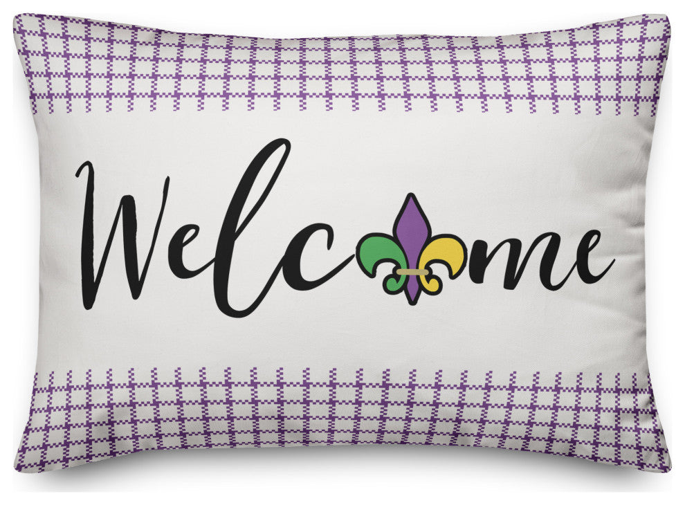 Welcome Fleur De Lis 14x20 Spun Poly Pillow