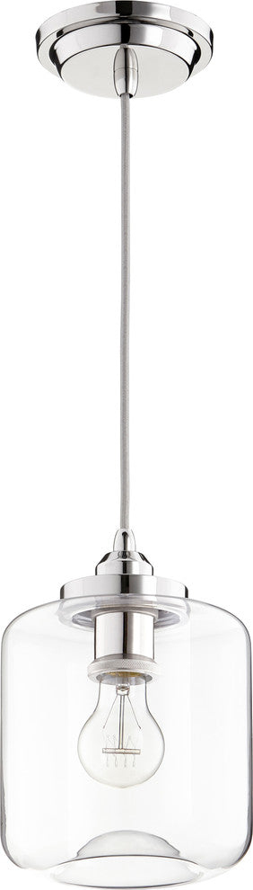 Clear Filament Pendant, 7", Polished Nickel