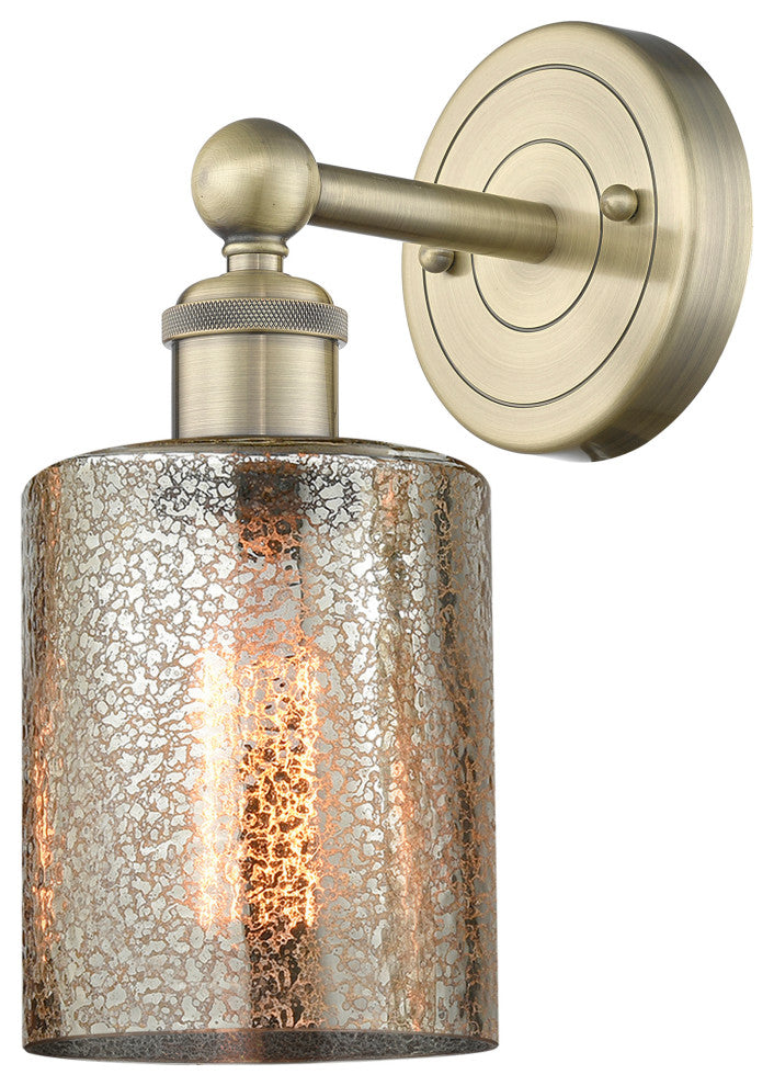 Edison Cobbleskill 1-Light 5" Sconce, Antique Brass Finish, Mercury Shade
