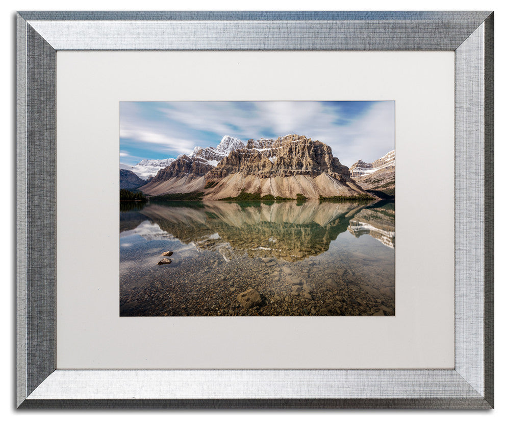 Pierre Leclerc 'Mount Crowfoot Reflection' Matted Art, Silver Frame, 20x16