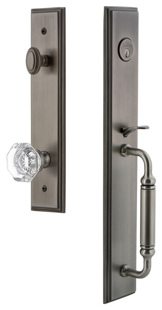 Carre' 1-Piece Dummy Handleset, C Grip and Chambord Knob, Antique Pewter, 848945