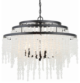 Crystorama Lighting Group POP-A5076-FR Poppy 6 Light 27"W Beaded - Matte Black