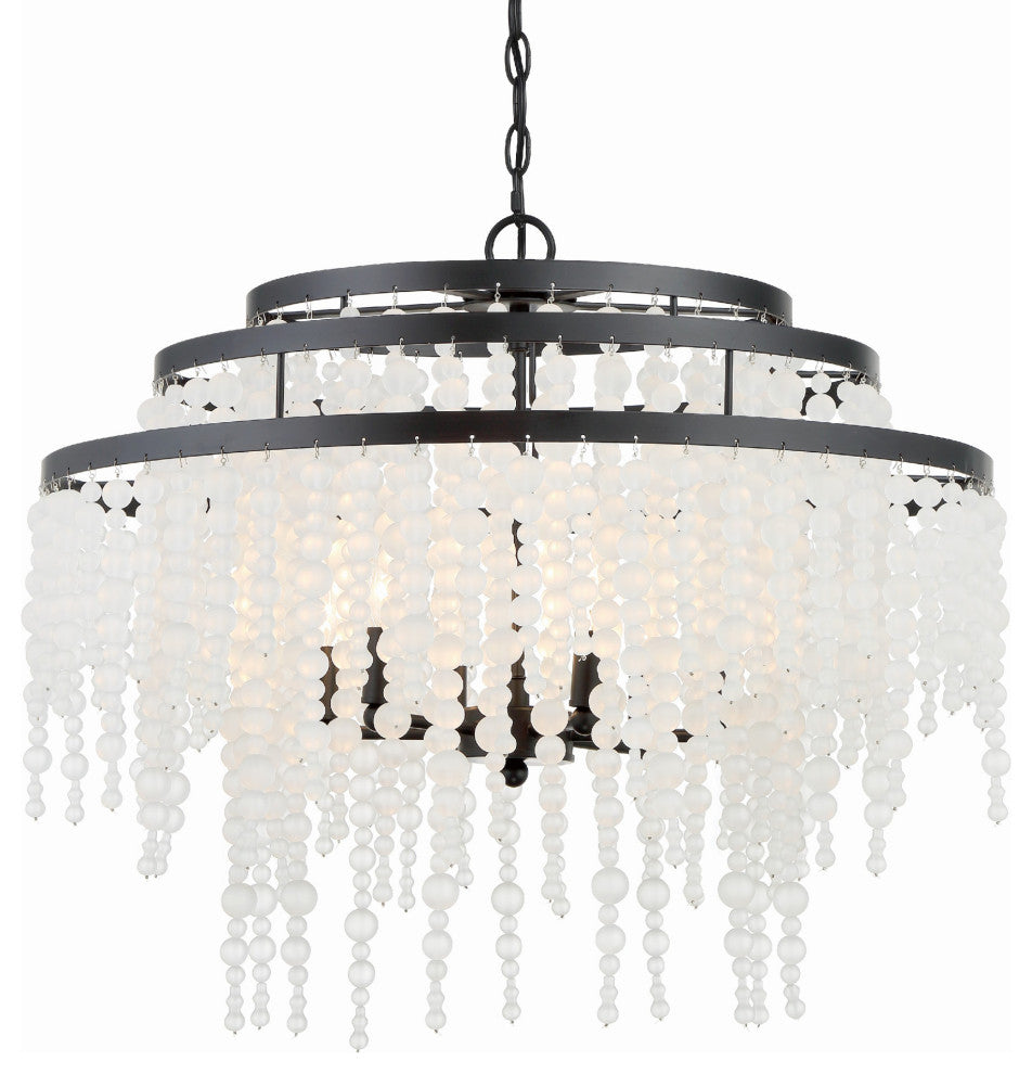 Crystorama Lighting Group POP-A5076-FR Poppy 6 Light 27"W Beaded - Matte Black