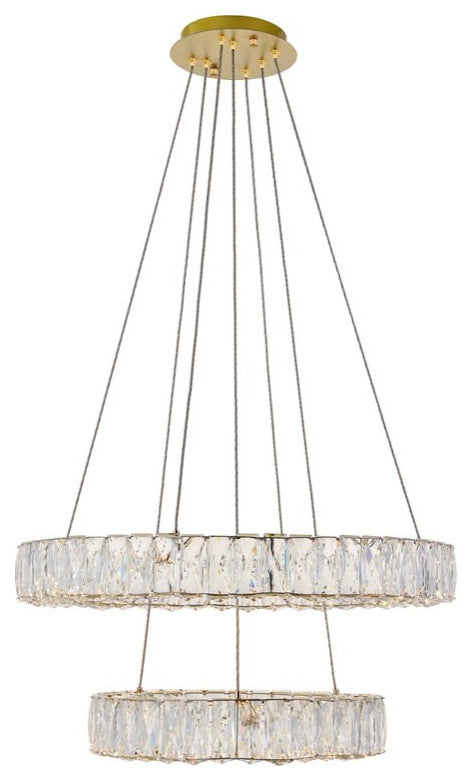 Mali Integrated LED Chip Light Gold Chandelier Clear Royal Cut Crystal
