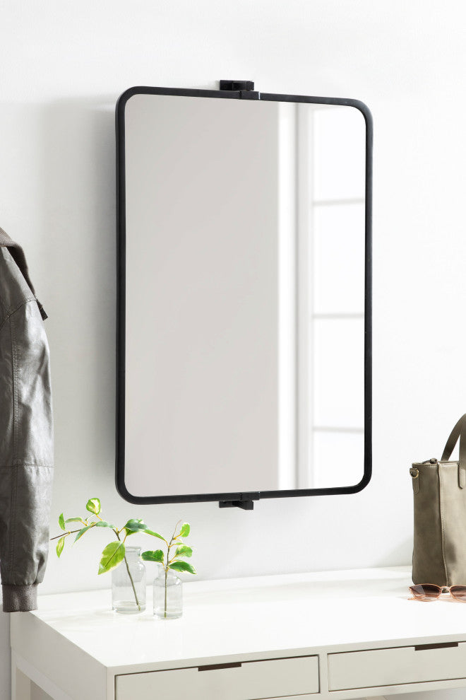 Elijah Pivot Wall Mirror, Black 38x24