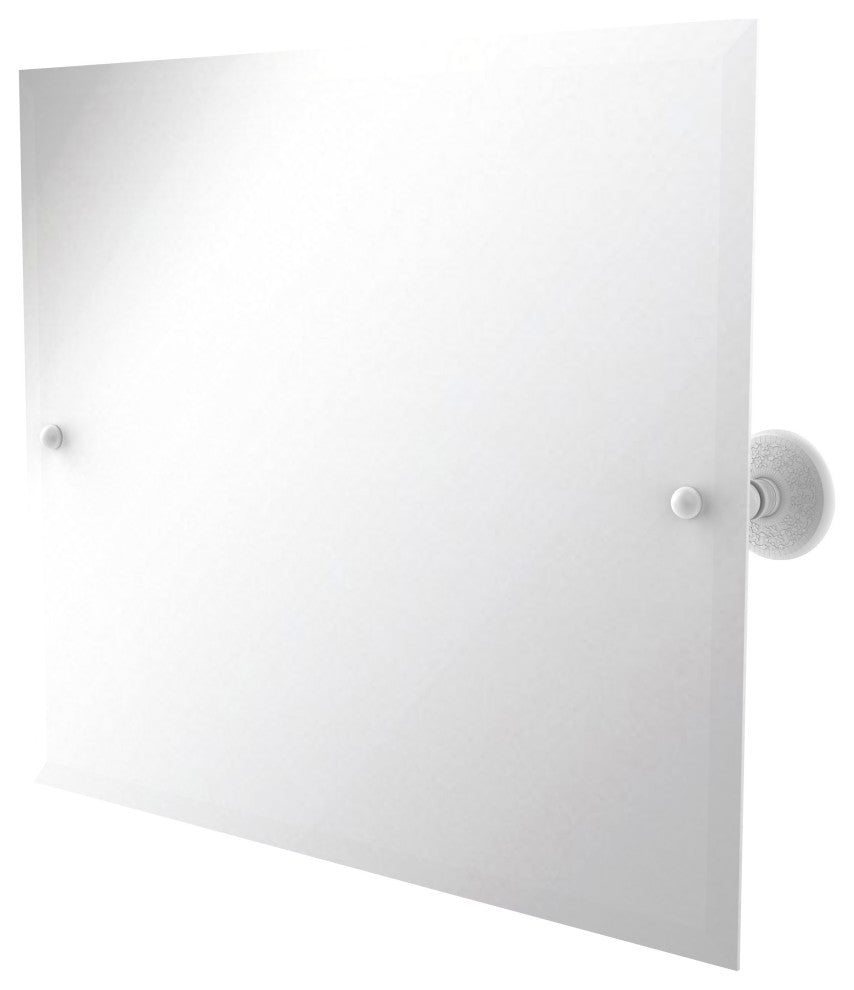 Frameless Landscape Beveled Edge Tilt Mirror, Matte White