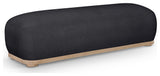 Calum Upholstered Bench, Black, Chenille Fabric, Natural Finish