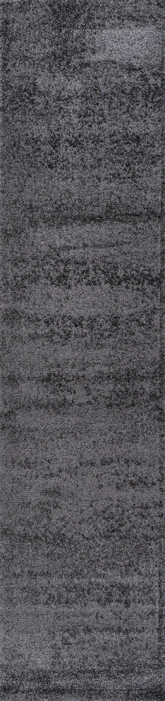 Haze Solid Low-Pile Runner Rug, Black, 2'x8'