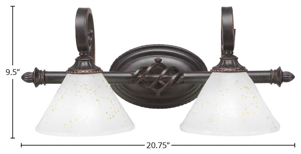 Elegante 2-Light Bath Bar, Gold Ice