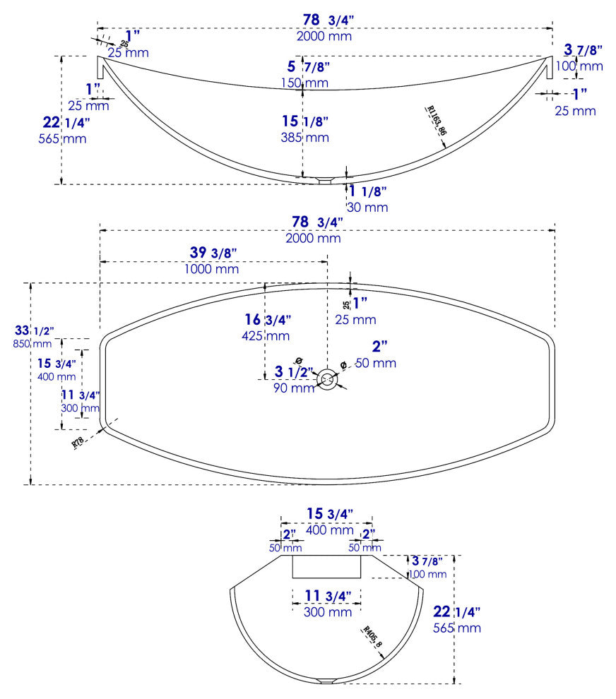 HammockTub1-WM Suspended Wall Mount Tub