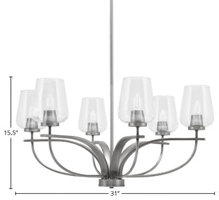 Cavella 6-Light Chandelier, Graphite, 5" Clear Bubble Glass