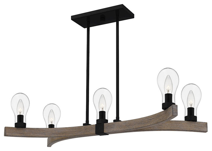 Quoizel QLC5358MBK 5-Light Linear Chandelier, Ojai