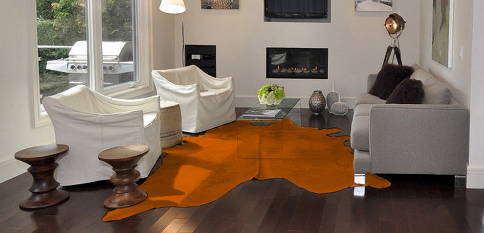 Natural Geneva Cowhide Rug, 6''x7'', Orange