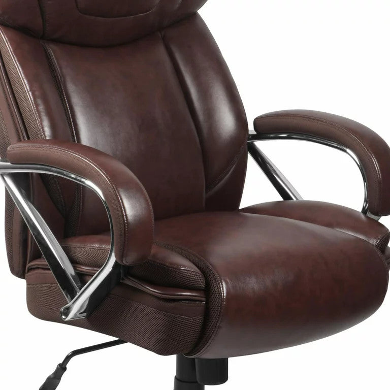 Contemporary Office Chair, Plush Seat & High Backrest for Extreme Comfort, Brown