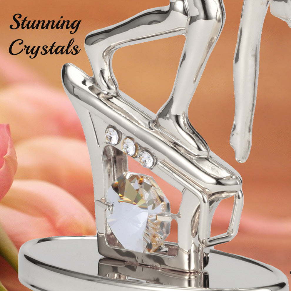 Matashi Silver Plated Surfer Figurine Embellished With Crystals, Surfing Gift