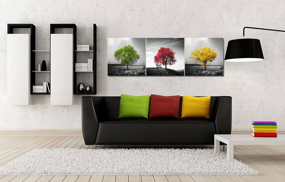"Vibrant Tree Series: Autumn Triptych (Set of 3)" Giclee Canvas, 36"x12"