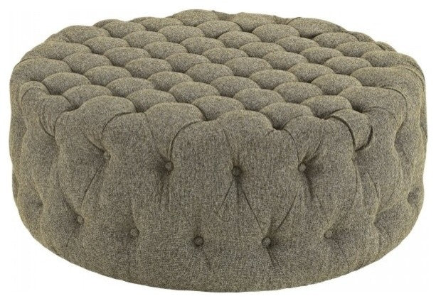 Modern Oatmeal Amour Upholstered Fabric Ottoman
