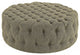 Modern Oatmeal Amour Upholstered Fabric Ottoman