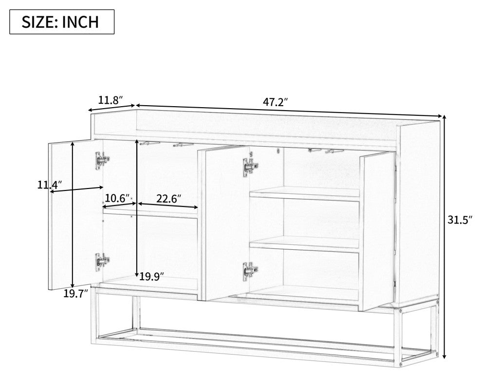 TATEUS 47" Modern Sideboard Buffet Cabinet For Dining Room Kitchen, Navy