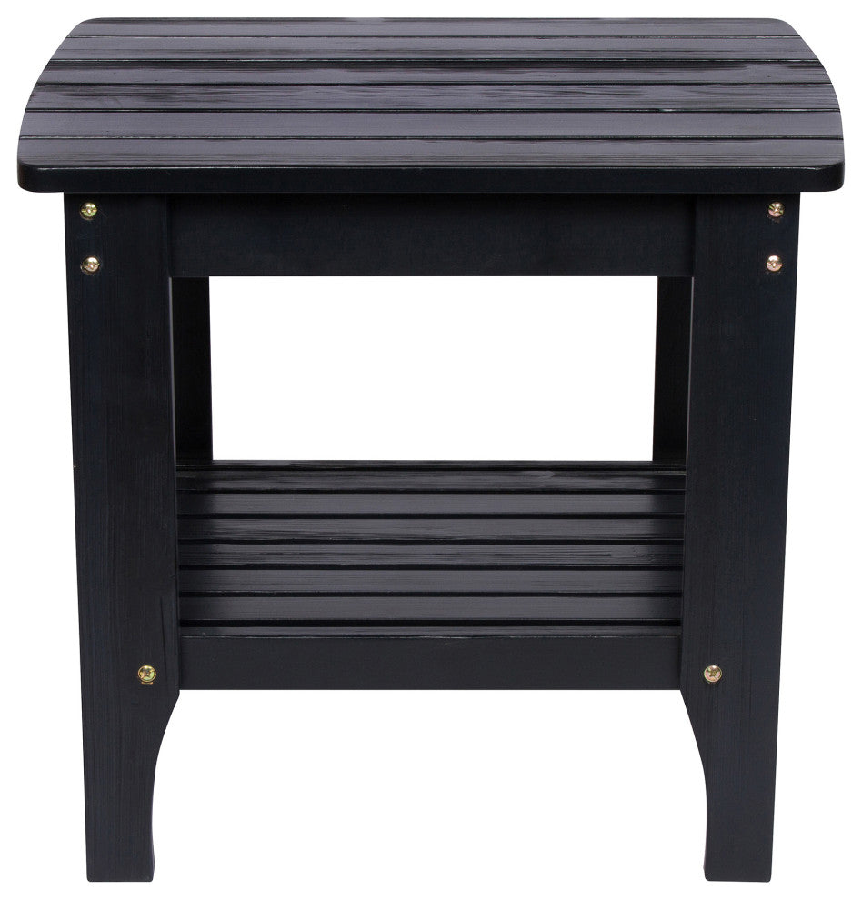 Shine Co. Cedar Wood Hydro-Tex Adirondack Square Corner Table Black 4113BK