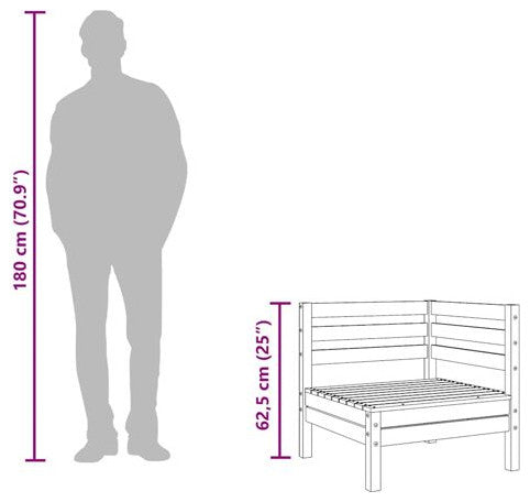 vidaXL Patio Furniture Outdoor Sectional Sofa for Garden White Solid Wood Pine