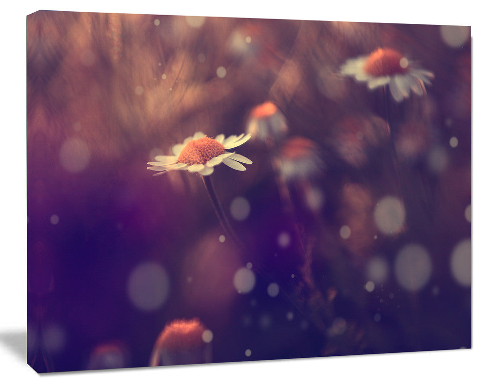 Cute Vintage Flower With Bokeh, Large Floral Canvas Art Print, 60"x28"