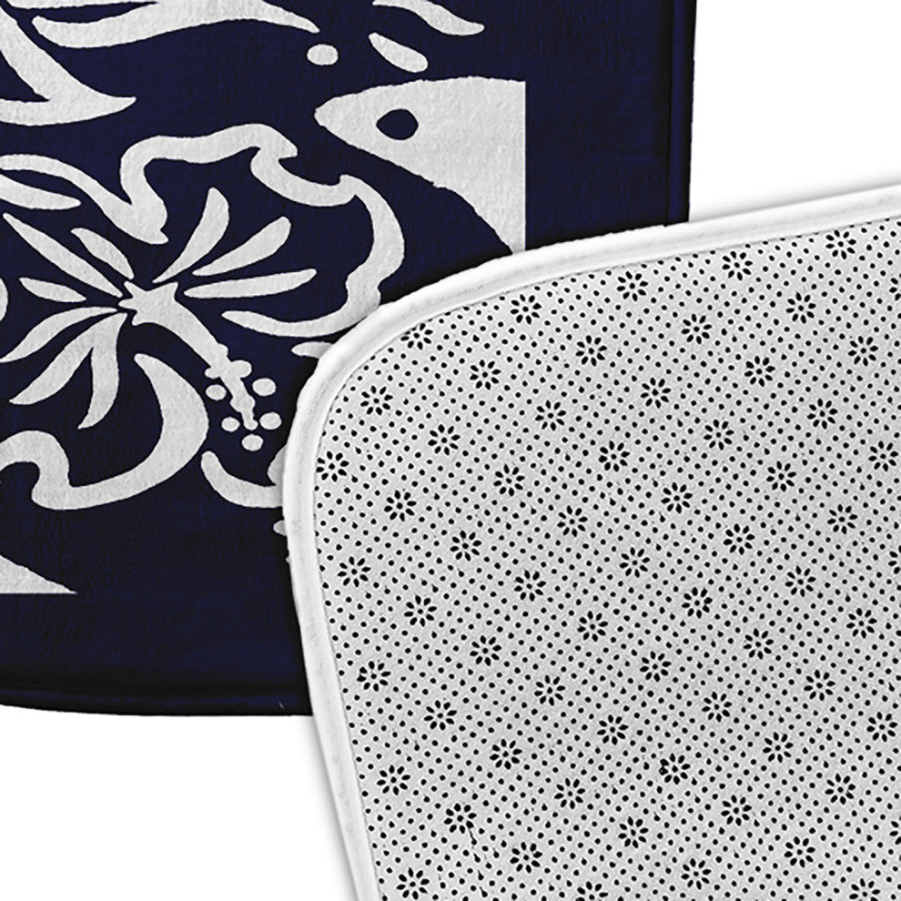 Blue Rectangular Cuban Tile  Pet Feeding Mat for Dogs or Cats