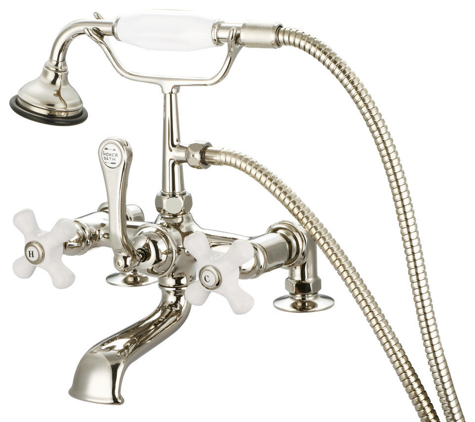 Vintage Classic Deck Mount Tub Faucet With Handshower, Polished Nickel Pvd Finis