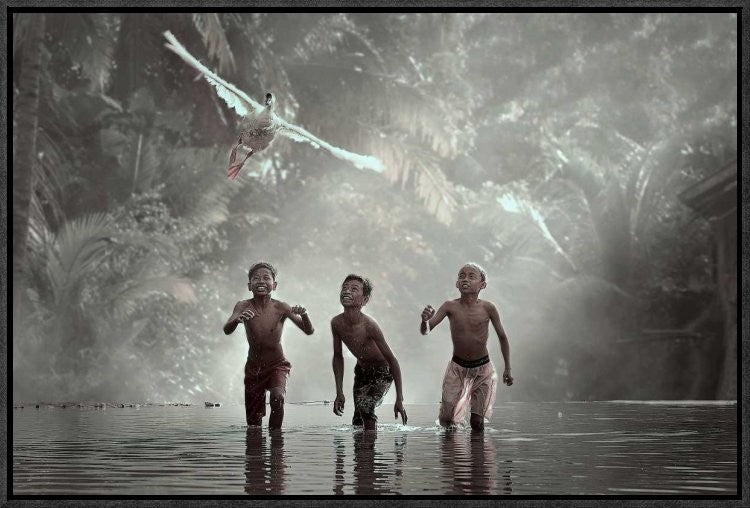 "Airborne" Framed Canvas Giclee by Vichaya, 23x16"