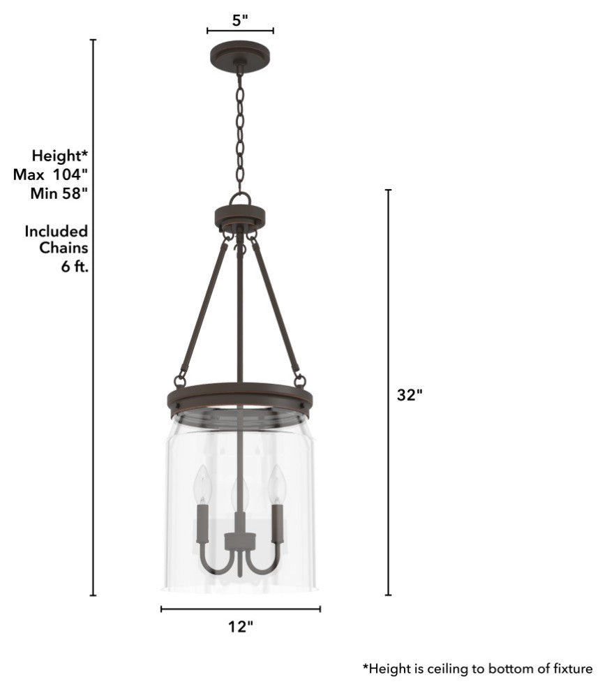 Hunter Devon Park Onyx Bengal 3 Light Pendant Ceiling Light