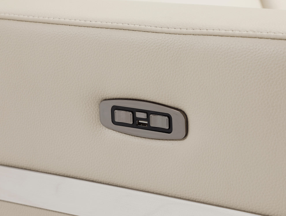 Prato Genuine Italian Leather Modern Chair, Beige
