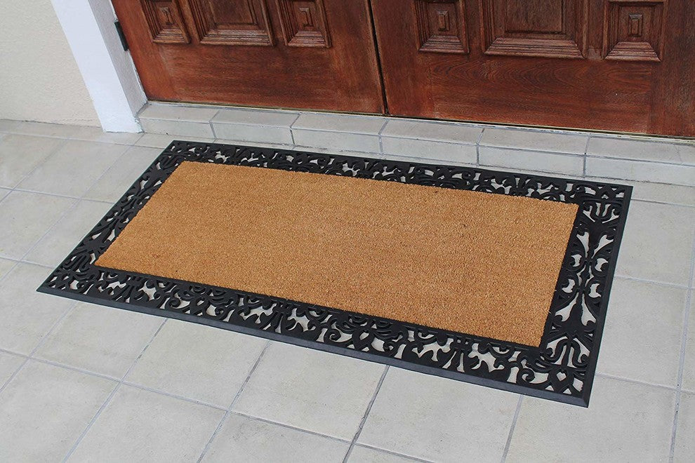 Rubber And Coir, 30"x60", Extra Large Size Doormat, Black/Beige