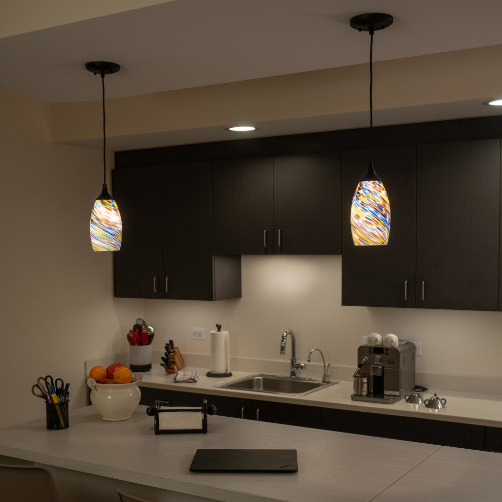 Milano 4.75" Mini Pendant Terra Tide Glass Matte Black