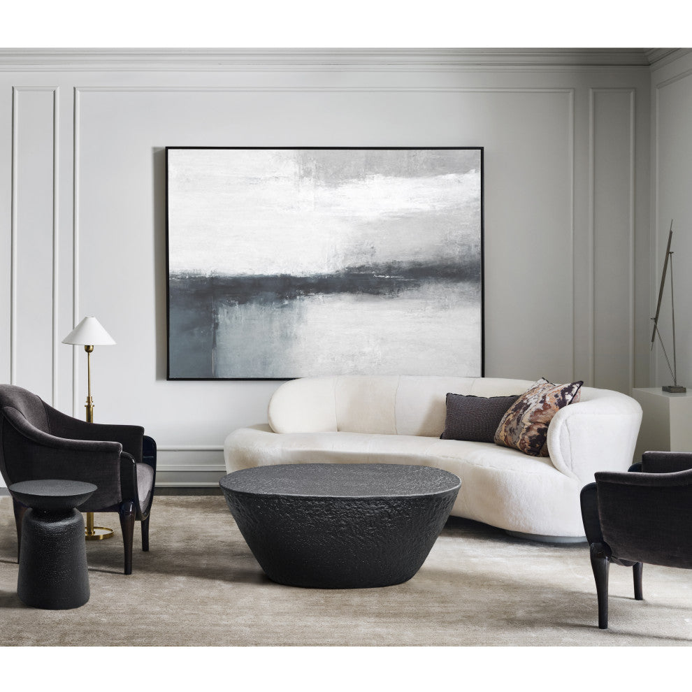 Josi 36" Coffee Table Hammered Design Matte Black Aluminum Frame