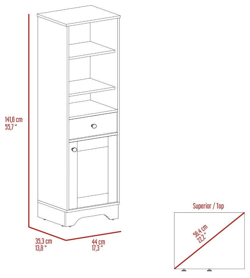 DEPOT E-SHOP Norwalk Linen Cabinet with Drawer, Light Gray, Cabinet