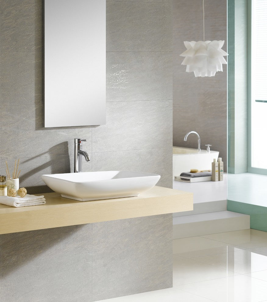 Fine Fixtures White Vitreous China Rectangle Vessel Sink