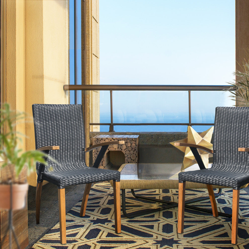 Teak Wood Bali Outdoor Patio Dining Chair with All Weather Webbing