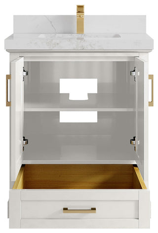 Boston 30" Single Sink Bath Vanity in Alabaster 2" Calacatta Nuvo