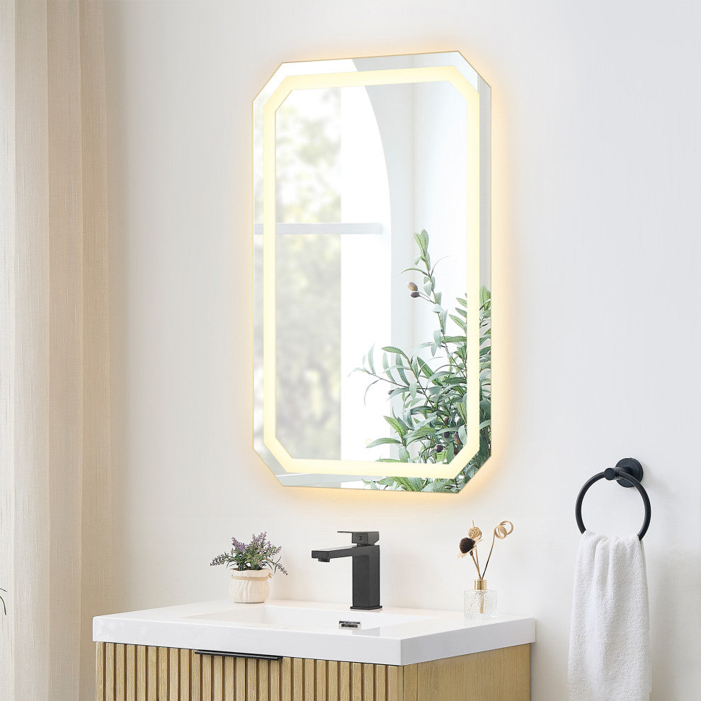 Luma Octogan Frameless LED Bathroom Vanity Mirror, 24"