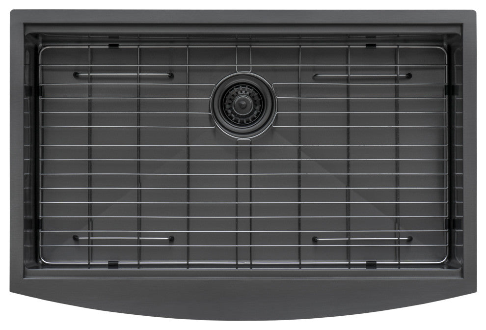 Ruvati RVH9207BL Gunmetal Black Workstation Apron-Front Stainless  Kitchen Sink