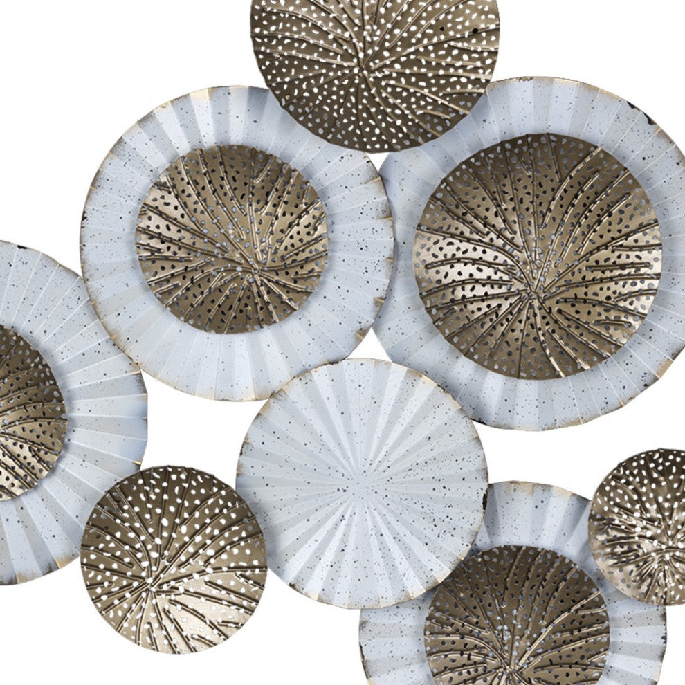 White and Gold Metal Plate Wall D"cor