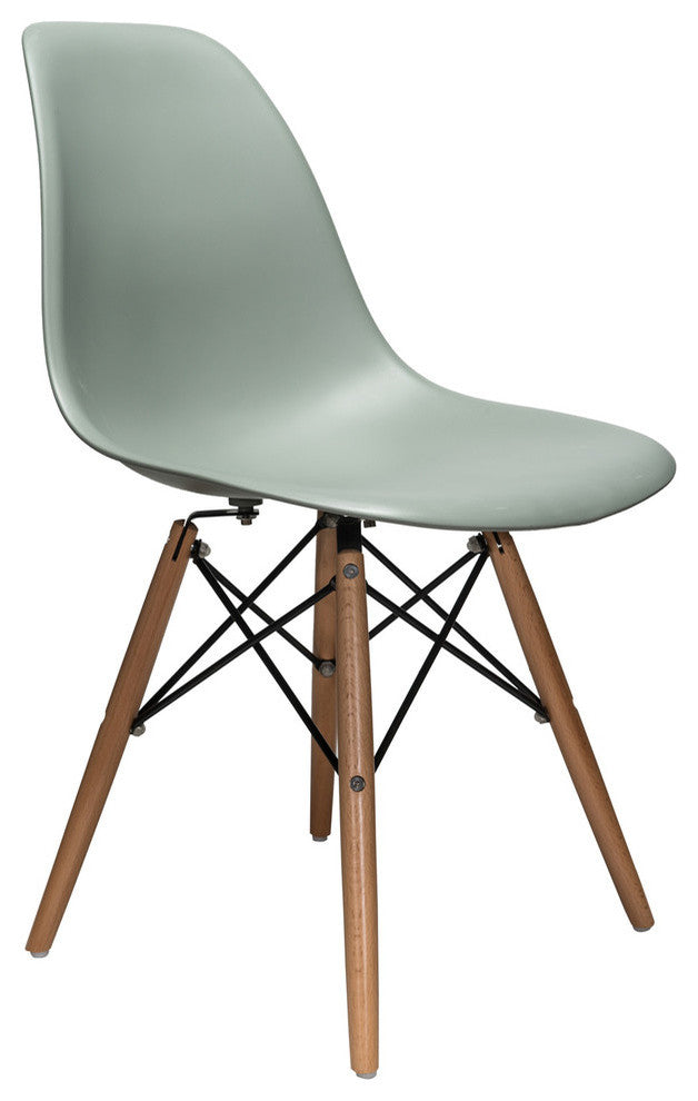 Nature Series DSW Molded Dining Chair, Beech Wood Eiffel Legs, Moss Gray