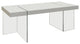 White Lacquer Dining Table With 15mm Thick Glass Base