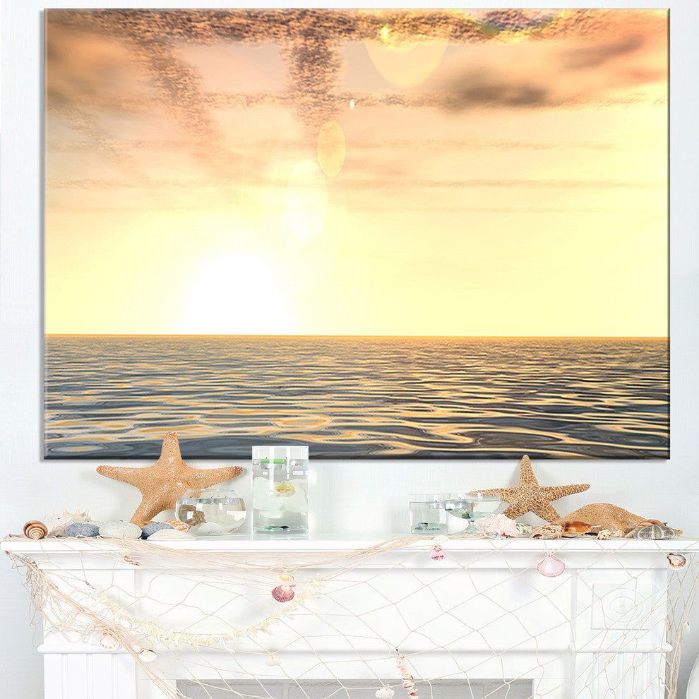 "Beautiful Seascape With Clouds Over" Beach Canvas Wall Art, 40"x30"