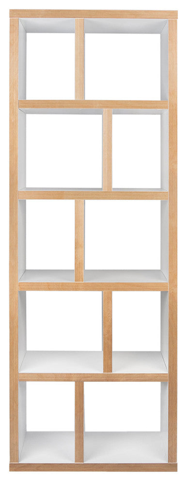 Open bookcase high narrow shelves, White/Layeredge