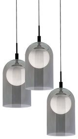 Kiran 3-Light Round Pendant, 120V, 45W, 3000K, Black