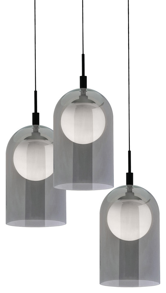 Kiran 3-Light Round Pendant, 120V, 45W, 3000K, Black