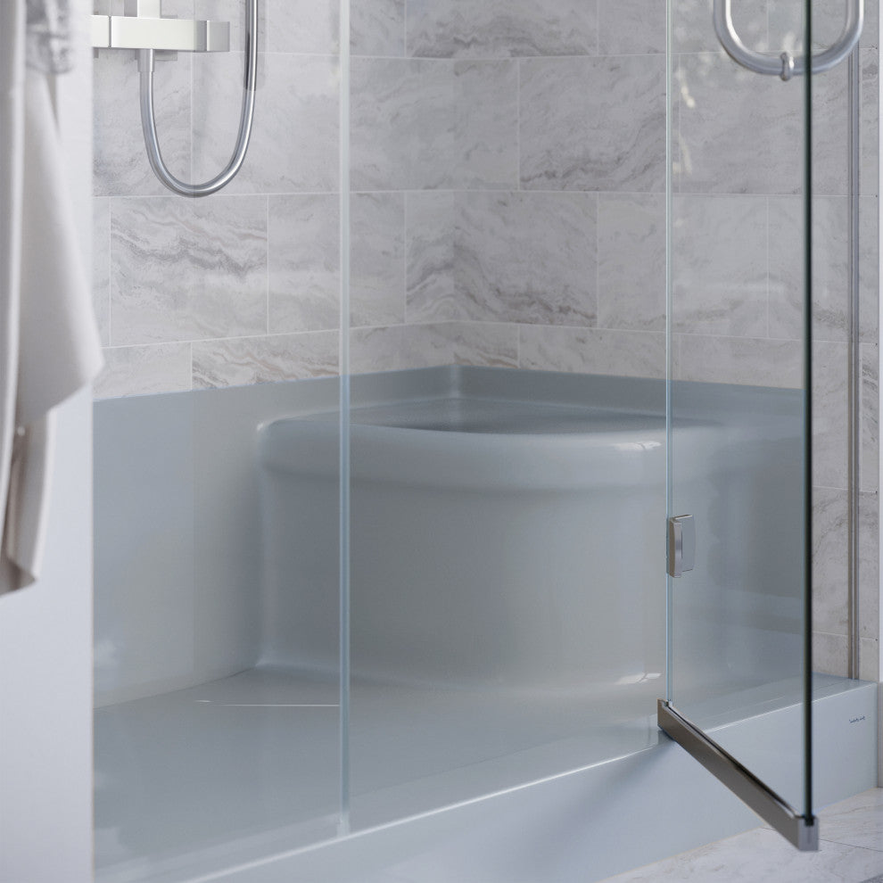 Aquatique 60"x32" Shower Base With Left Hand Drain, Gray